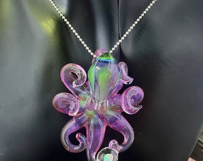 The Pink Gold Kraken Collectible Wearable Boro Glass Octopus Necklace / Sculpture Made to Order