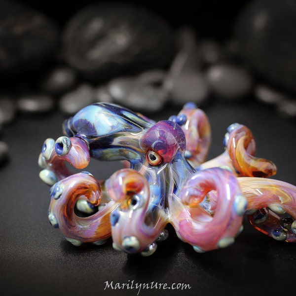 The Dark Loki Kraken Collectible Wearable  Boro Glass Octopus Necklace / Sculpture Made to Order