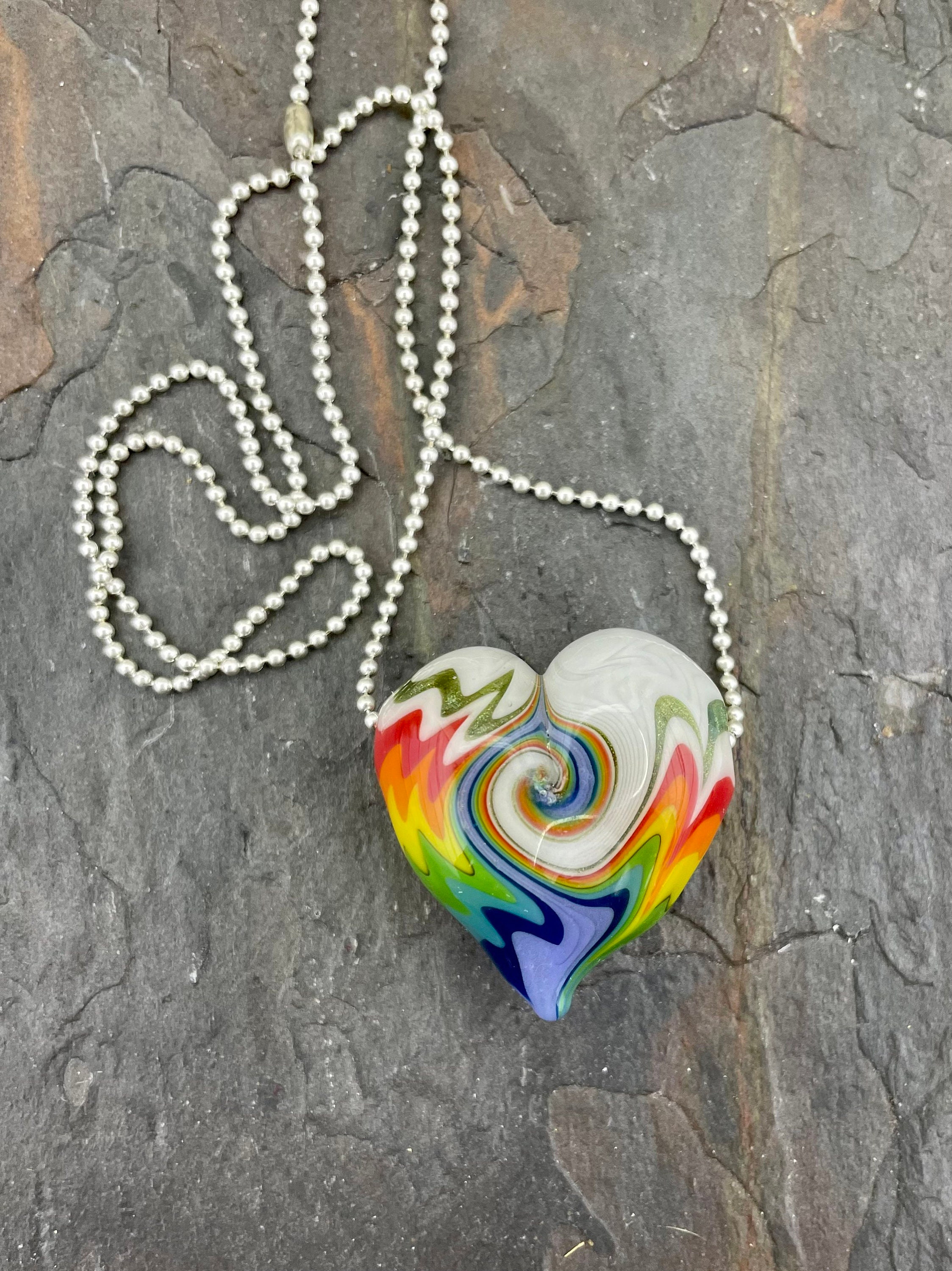 Rainbow heart sale pendant