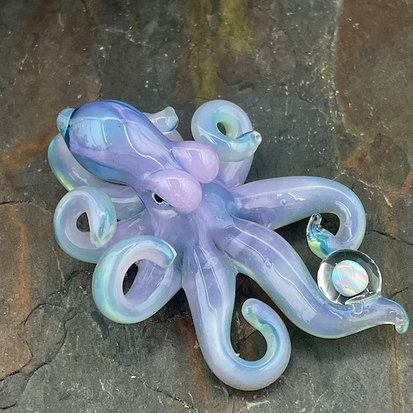 Cotton Candy Opal Kraken: Boro Glass Octopus Necklace
