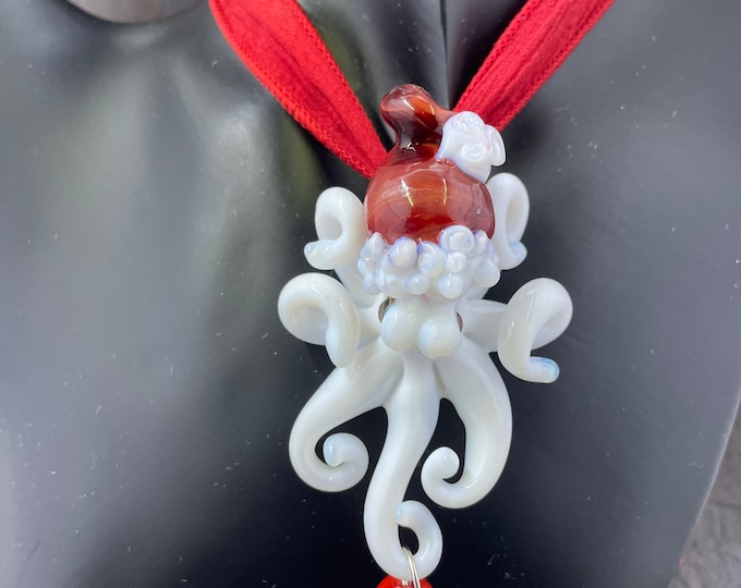 The 2021 Santa Kraken Collectible Wearable Boro Glass Octopus Necklace / Sculpture  Made to Order