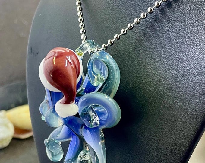 The 2025 Santa Kraken Collectible Wearable Boro Glass Octopus Necklace / Sculpture  Made to Order