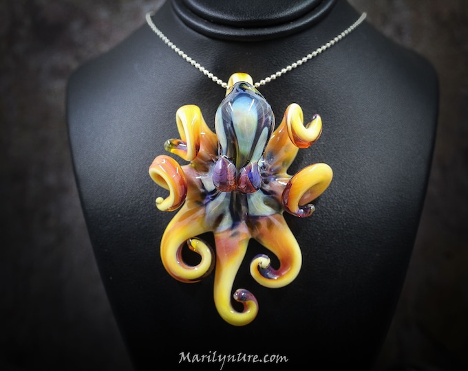 Loki's Warrior Kraken Collectible Wearable Boro Glass Octopus Necklace / Sculpture - Made to Order