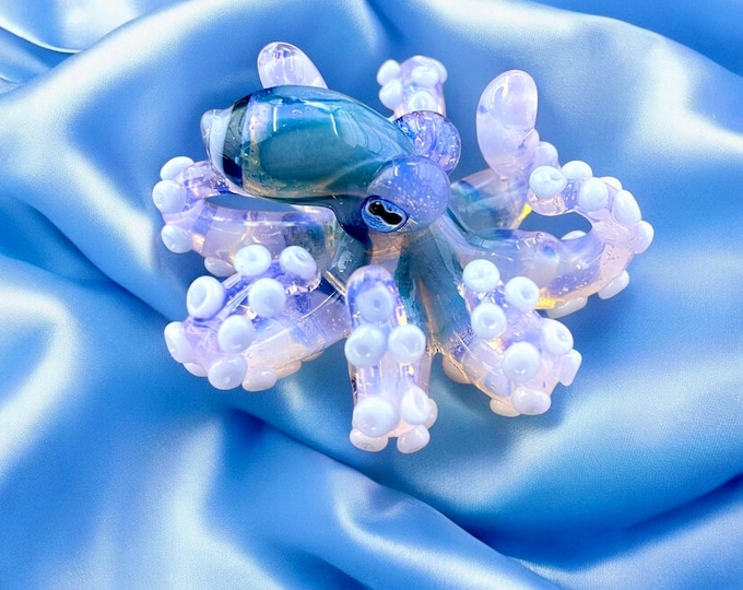 The Little Pink Blossom Kraken Collectible Wearable Boro Glass Octopus Necklace / Sculpture - Made to Order
