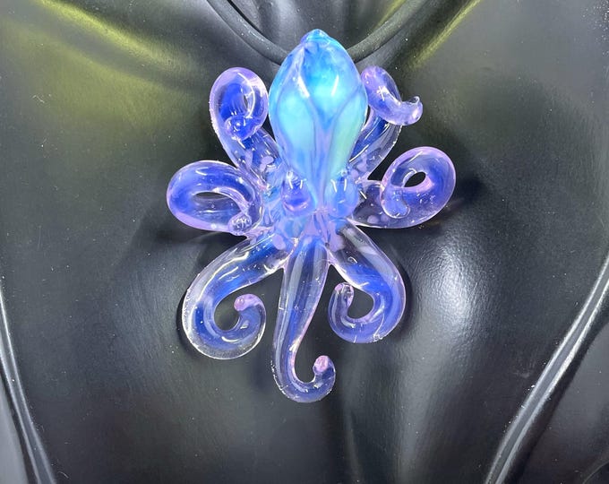 The Opal Amethyst Moonlight Kraken Collectible Wearable Boro Glass Octopus Necklace / Sculpture Made to Order