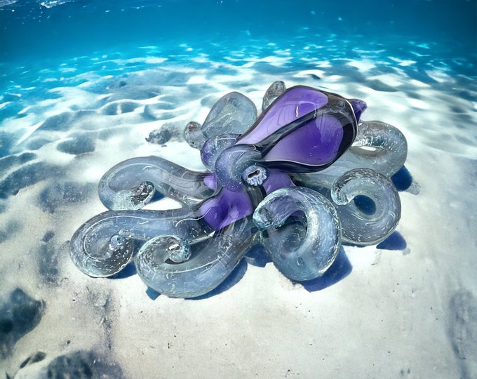 The Purple Nimbus Kraken Collectible Wearable  Boro Glass Octopus Necklace / Sculpture Made to order