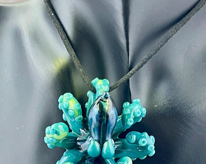 The Really Teal-y Kraken Collectible Wearable  Boro Glass Octopus Necklace / Sculpture Made to Order