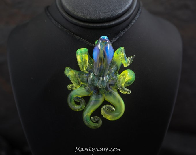 The Hulk Slyme CFL Kraken Collectible Wearable Boro Glass Octopus Necklace / Sculpture - Made to Order