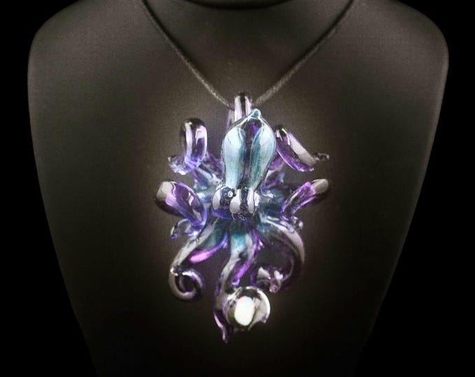 Ashton's Opal Catcher Kraken Collectible Wearable  Boro Glass Octopus Necklace / Sculpture Made to Order