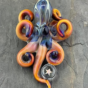 The Falling Star Kraken Collectible Wearable Boro Glass Octopus Necklace / Sculpture  Made to Order