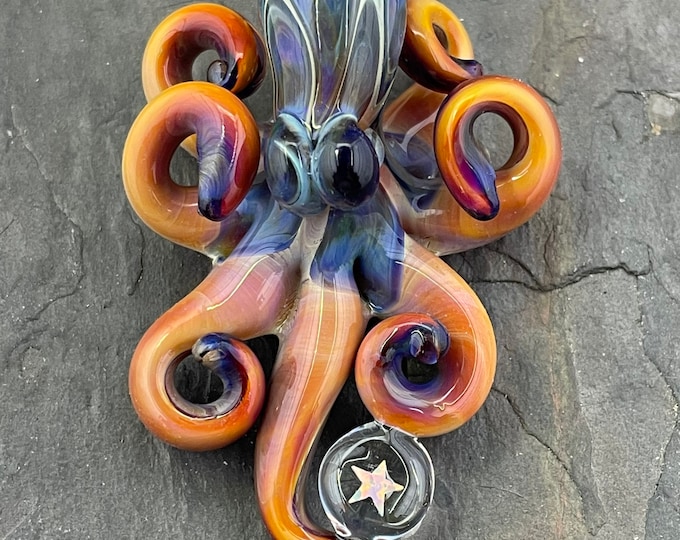 The Falling Star Kraken Collectible Wearable Boro Glass Octopus Necklace / Sculpture  Made to Order