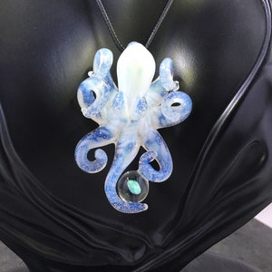 The Secret White  Opal Catcher Kraken Collectible Wearable Boro Glass Octopus Necklace / Sculpture Made to Order