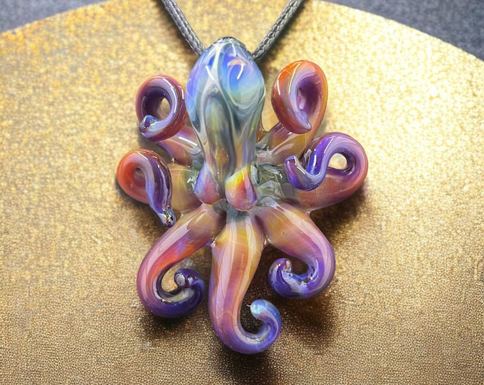 Nicolette’s Violet Medley Kraken Collectible Wearable Boro Glass Octopus Necklace / Sculpture - Made to Order