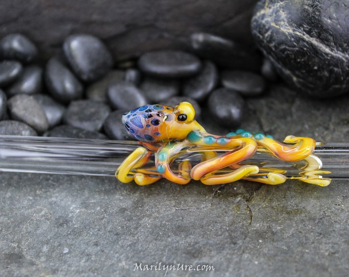 The Lokis Gold Boro Glass Octopus Forever Straw - Made to Order