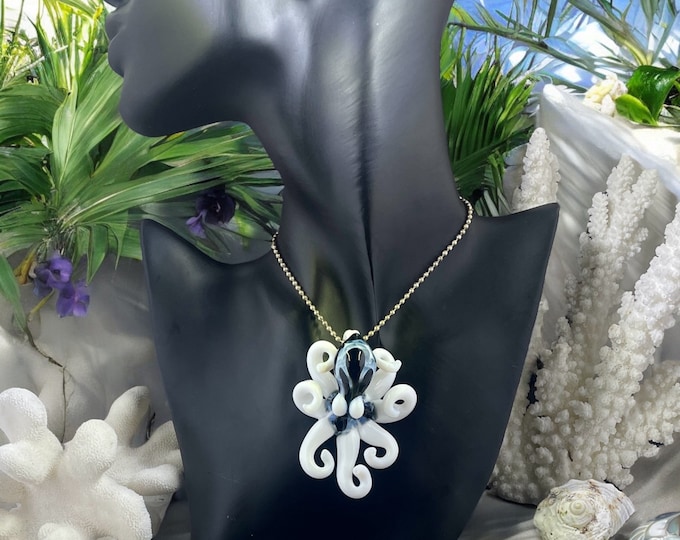 The Fade to Black Lotus  Kraken Collectible Wearable  Boro Glass Octopus Necklace / Sculpture - Made to order