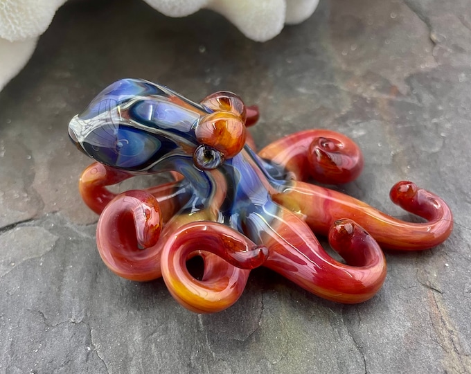 The Persimmony Snickettes Kraken Collectible Wearable  Boro Glass Octopus Necklace / Sculpture - Made to order