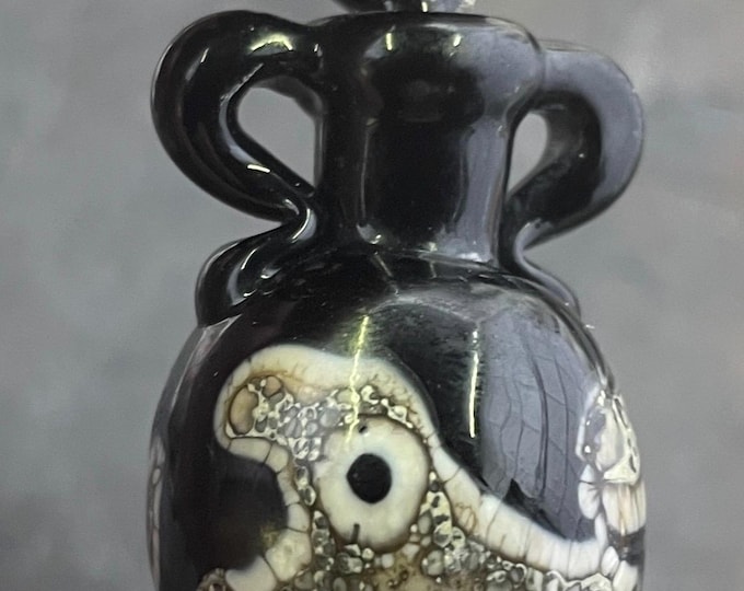 Ancient  Silvered-Ivory glass Mermaid Tears Vessel Bead