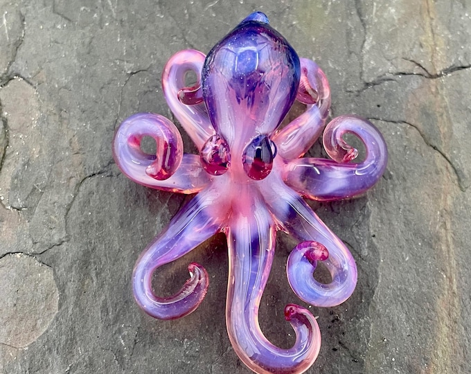 The Pink Hyacinth Kraken Collectible Wearable Boro Glass Octopus Necklace / Sculpture Made to Order