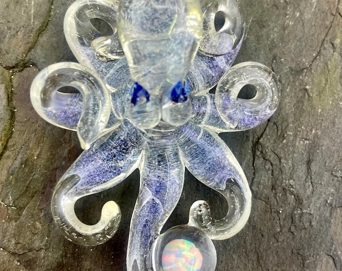Blue V Opal Catcher Kraken Collectible Wearable  Boro Glass Octopus Necklace / Sculpture Made to Order