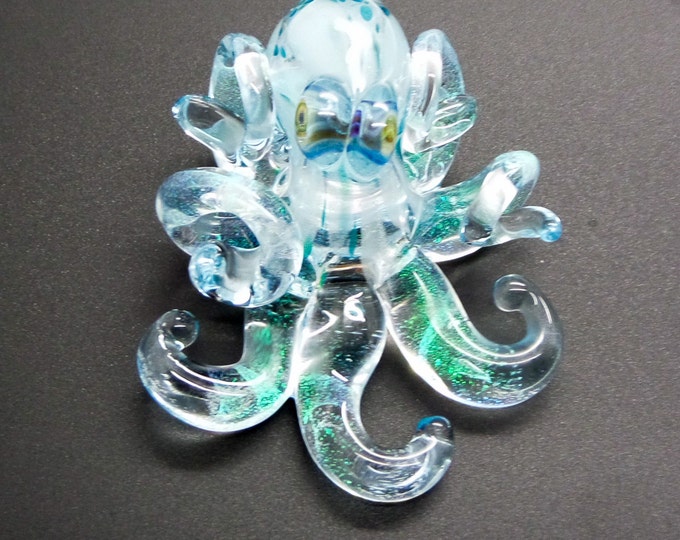 The Blue Rein Kraken Collectible Wearable  Boro Glass Octopus Necklace / Sculpture Made to Order