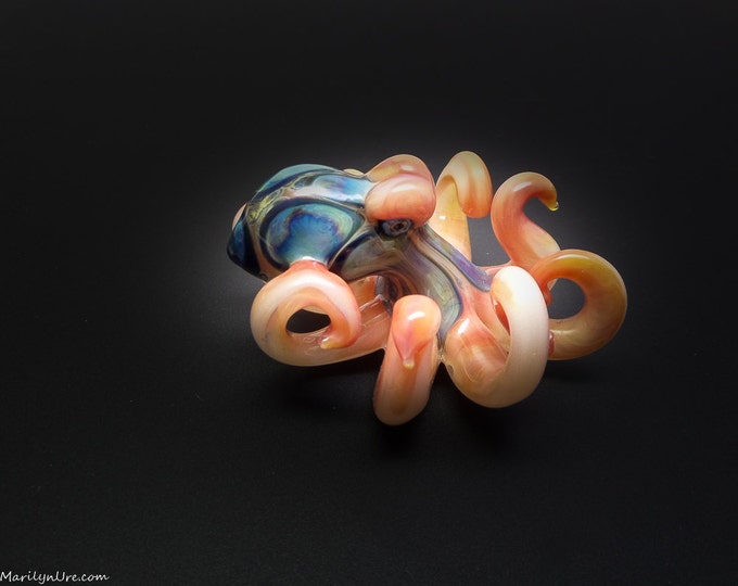 The Morning Sunrise Kracken Collectible Wearable  Boro Glass Octopus Necklace / Sculpture - Made to Order