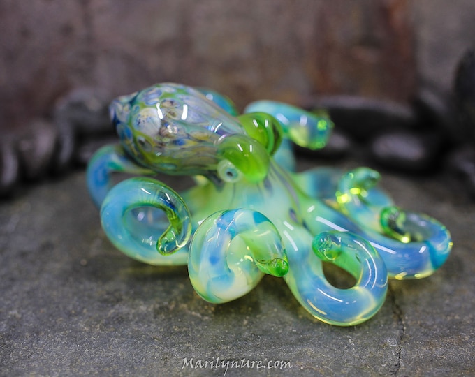 The KryptoMoon Kraken Collectible Wearable  Boro Glass Octopus Necklace / Sculpture - Made to Order