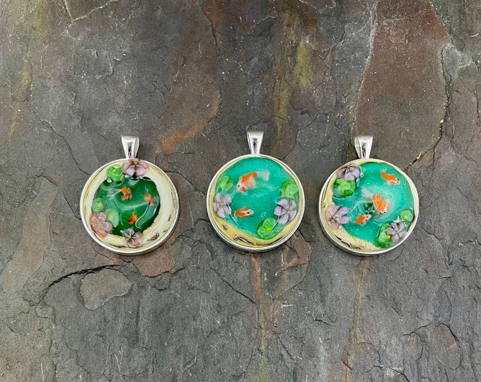Koi Pond Italian glass pendant, your choice