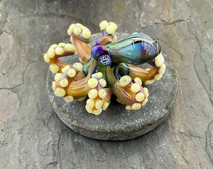 The Summer Sun Kraken Collectible Wearable Boro Glass Octopus Necklace / Sculpture - One of a Kind