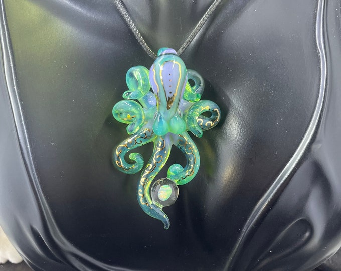 The Golden Tattoo Titan Opal Catcher Kraken Collectible Wearable Boro Glass Octopus Necklace / Sculpture  Made to Order