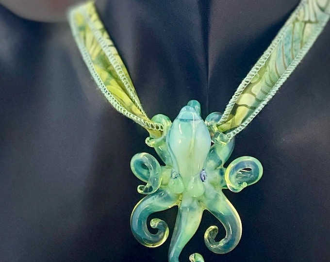 Boro Glass Octopus Necklace: the Green Wave