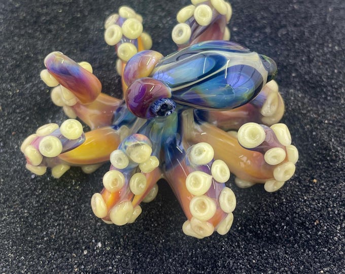 The Little Violet Medley Kraken Collectible Wearable Boro Glass Octopus Necklace / Sculpture Made to Order
