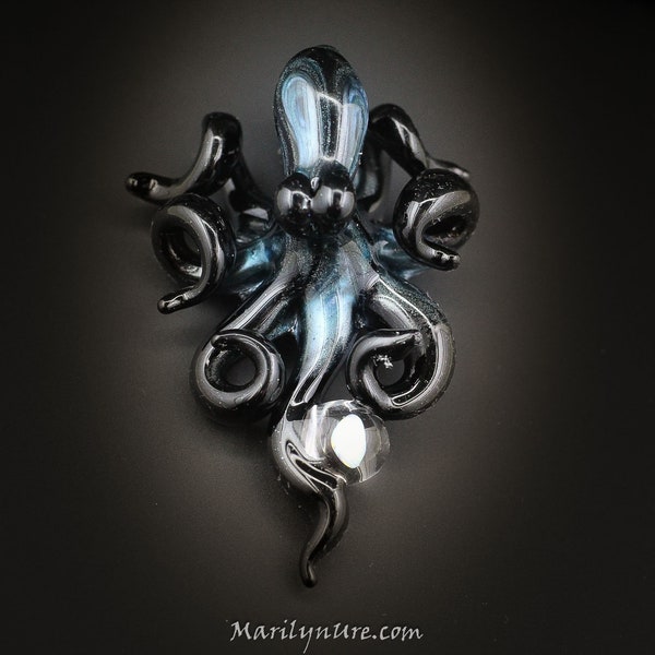 The Sparkle Darkly Kraken Collectible Wearable  Boro Glass Octopus Necklace / Sculpture Made to Order