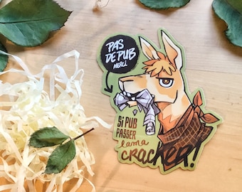 Lama Cracher - Gros Sticker Stop Pub - par Poncho