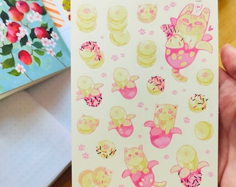 Gato-Bananas - Hoja de pegatinas formato A6