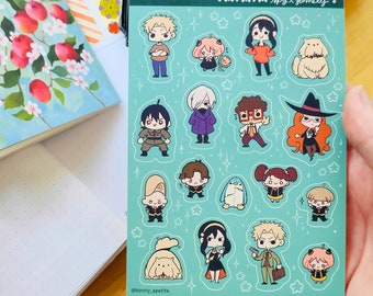 Familia Chibi Spy - Hoja de pegatinas tamaño A6