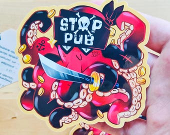 Kraken - Pegatina de pub Big Stop - de Poncho