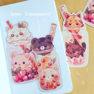 Fluffy Bobas - Stickers semi-transparents