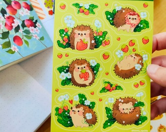 Erizos de madera - Hoja de pegatinas formato A6