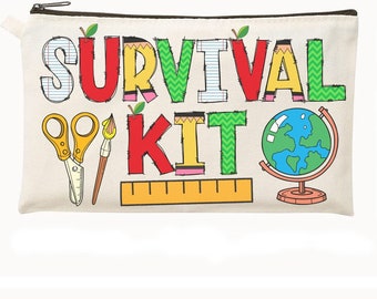 Survival Kit Teacher Gift, Pencil Bag, Makeup Bag, Teacher Gift, Back to school gift, school gifts, teacher bag, teacher appreciation, gift
