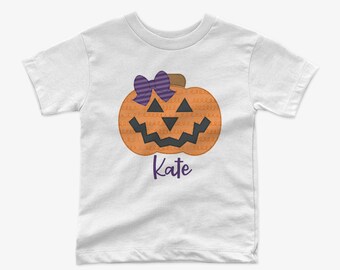 Custom Halloween Toddler Shirt, Halloween Kids Shirt, Custom Halloween shirt, Custom Halloween Toddler Shirt, faux applique, Girls Pumpkin