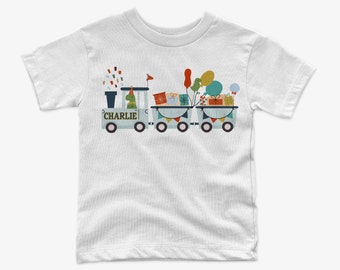 Custom Train Shirt, Custom Birthday Shirt, Custom boys shirt, dinosaur shirt, boys shirt, kids shirt, custom shirt, toddler shirt, birthday