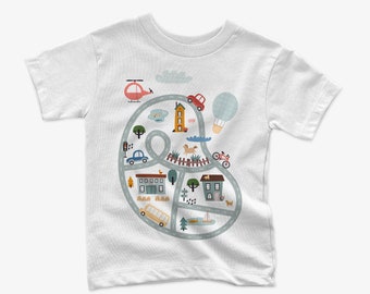 Map car shirt, Preschool, kindergarten, first grade, second grade, boys shirt, kids shirt, custom shirt, toddler shirt, back to school