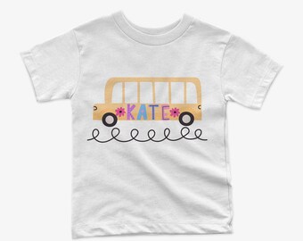 Custom School Bus shirt, school bus, girls shirt, boys shirt, kids shirt, custom shirt, toddler shirt, back to school, Personalized  bus