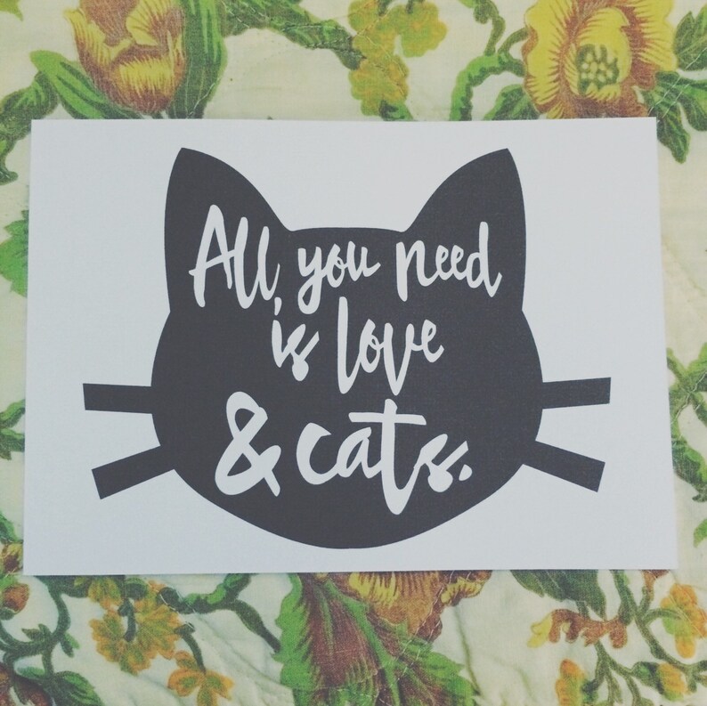 Love and Cats Print Wall Art Quotes Quotes Poster Poster Etsy