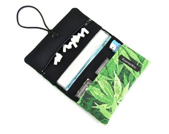 XL Tabakbeutel "Weed" aus Stoff mit Hanf Druck | Dreherbeutel zum Zigaretten Drehen | Tabaktasche mit Hanfblatt Motiv