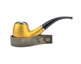 Leather pipe stand "Camouflage" | Simple pipe holder made of cowhide leather printed with a camouflage pattern