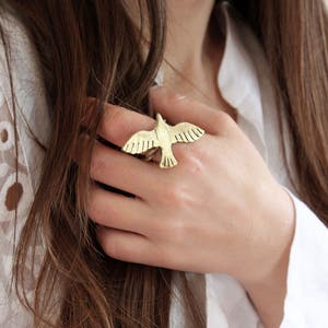 Seagull bird ring, flying birds ring, bird lover gift image 1