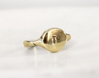 Personalized Monogram Initial Ring, Gold Vermeil, Brass, Handmade Jewelry