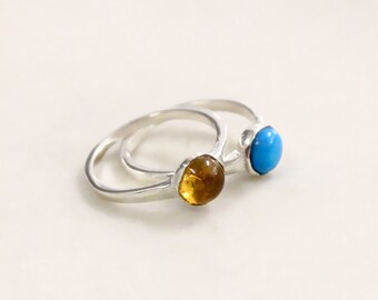 Delicate Solitaire Gemstone Ring, Engagement Proposal, Everyday Wear Citrine Quartz