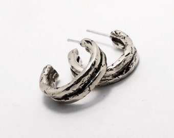 Bold chunky hoop earrings silver, minimal earrings, everyday jewellery